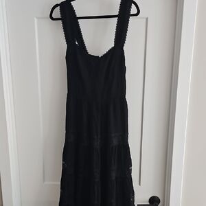 Reformation Black Lace Trim Midi Dress